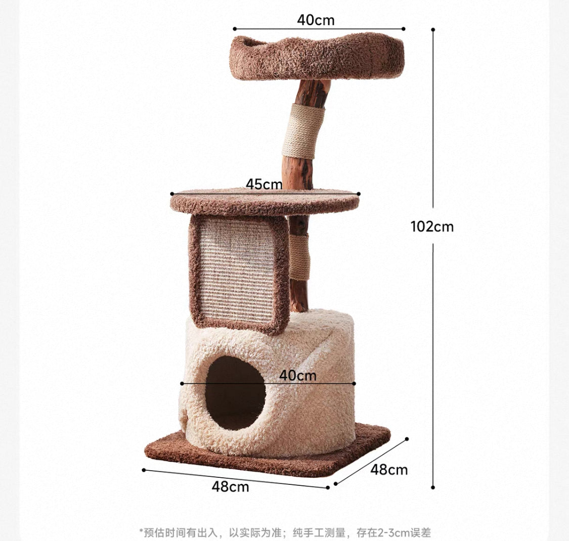 Petsbelle Cat Tree House Solid Wood Sisal Scratcher Bed PS3525 Climbing Frame