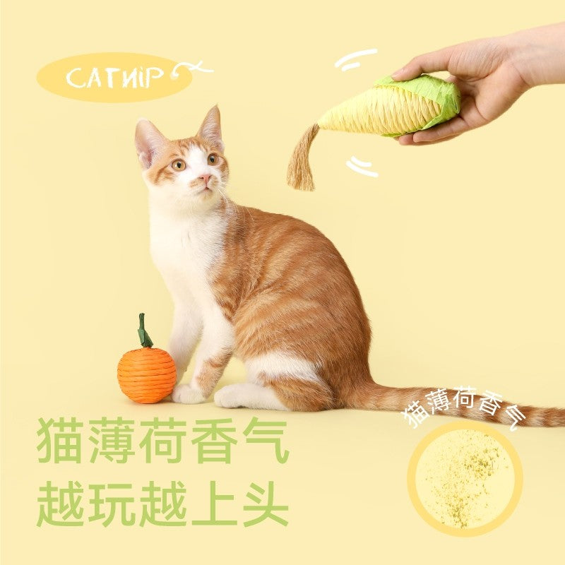 Fukumaru Paper Rope Cat Chasing Toy Chewable Paper Cat Teaser Wand Pet Toy Gift Box
