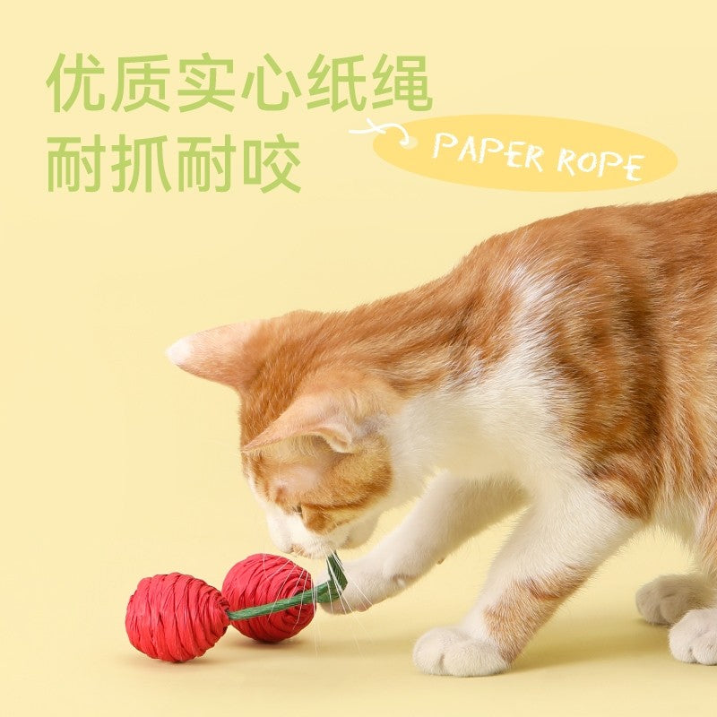Fukumaru Paper Rope Cat Chasing Toy Chewable Paper Cat Teaser Wand Pet Toy Gift Box