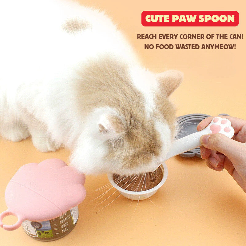 Pawfessor Silicone Rubber Canned Food Lid Opener Spoon Storage Wet Food Easy Can Opener Clean Scoop