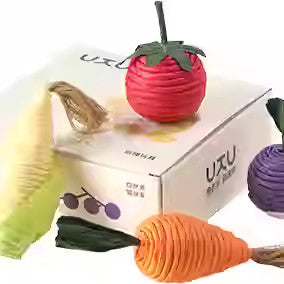 Fukumaru Paper Rope Cat Chasing Toy Chewable Paper Cat Teaser Wand Pet Toy Gift Box