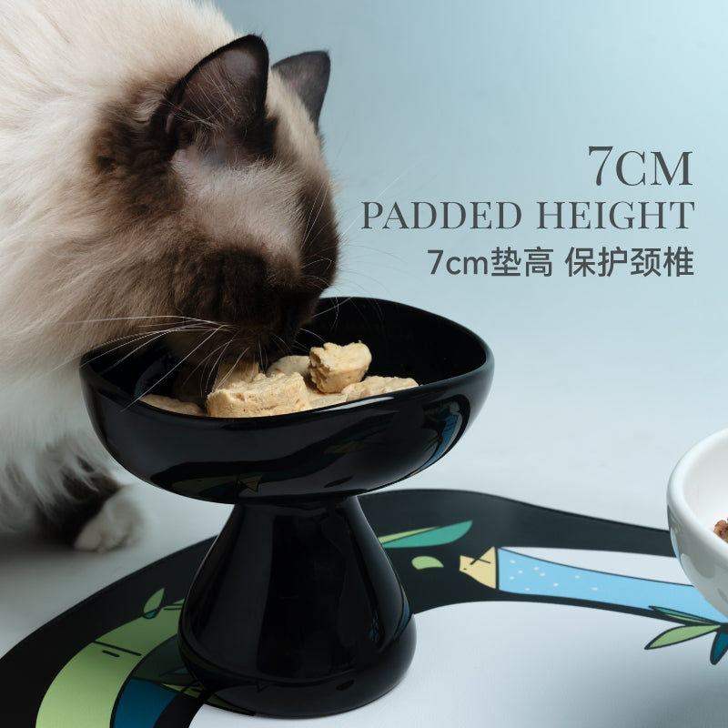 Kama Muta Black and White Mushroom Pet Bowl Set Cat Dog Ceramic Feeder