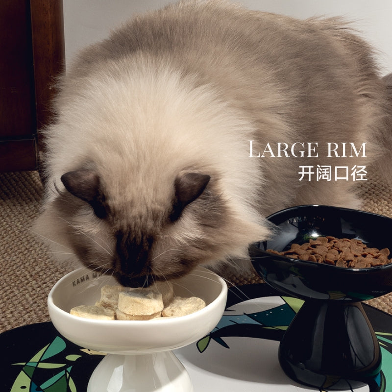 Kama Muta Black and White Mushroom Pet Bowl Set Cat Dog Ceramic Feeder
