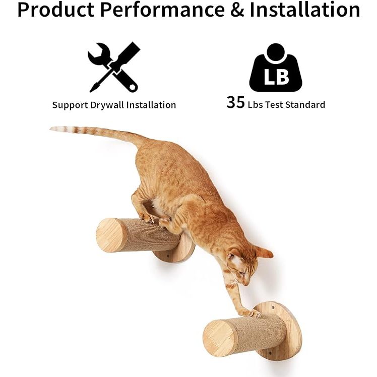 FUKUMARU Cat Wall Furniture,11.8 Inch Cat Wall Steps for Drywall Stairs of 2