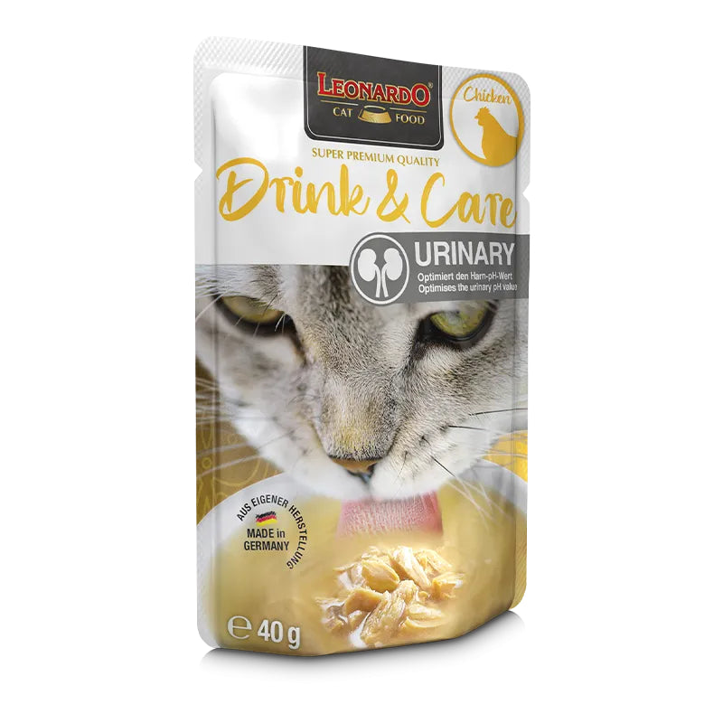 Leonardo Drink & Care Urinary Chicken 20x40g Pouch Soup for Cat Made in Germany Bewital