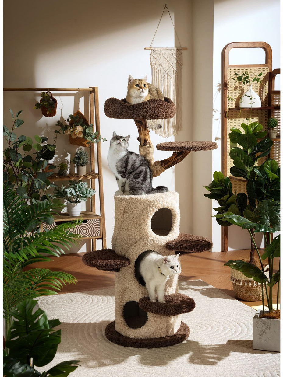 Petsbelle Cat Tree House Solid Wood Sisal Scratcher Bed PS3525 Climbing Frame