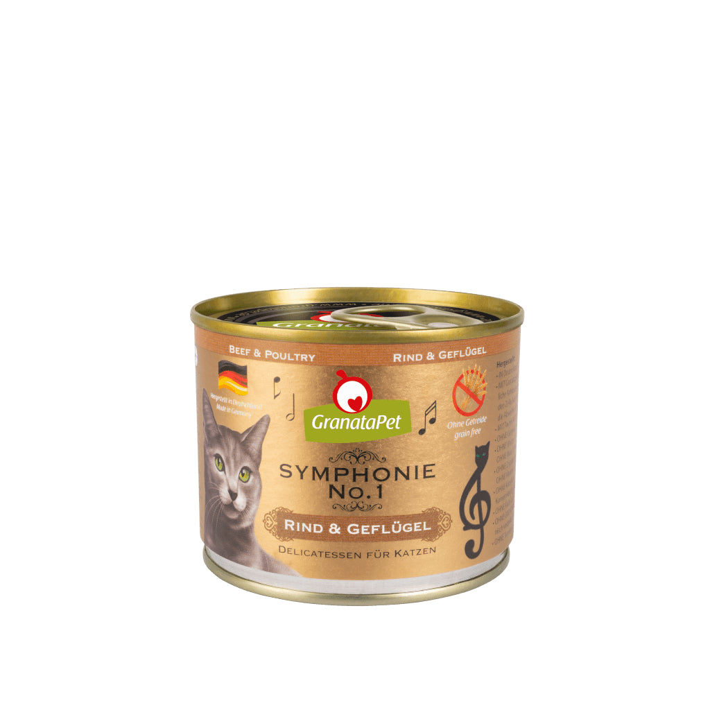 GranataPet Symphonie No. 1 beef & poultry 6 x 200g Wet Food Completely Feed for Cat Made in Germany