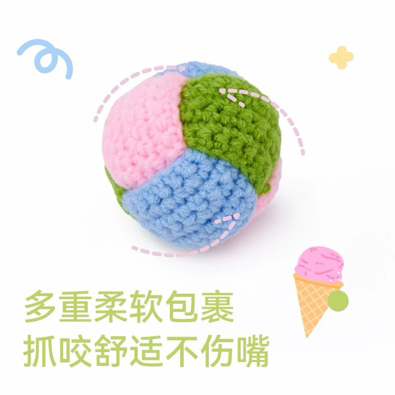 Fukumaru Gelato Cat Toy Chaser Ball Yarn Catnip Pet Training Ball