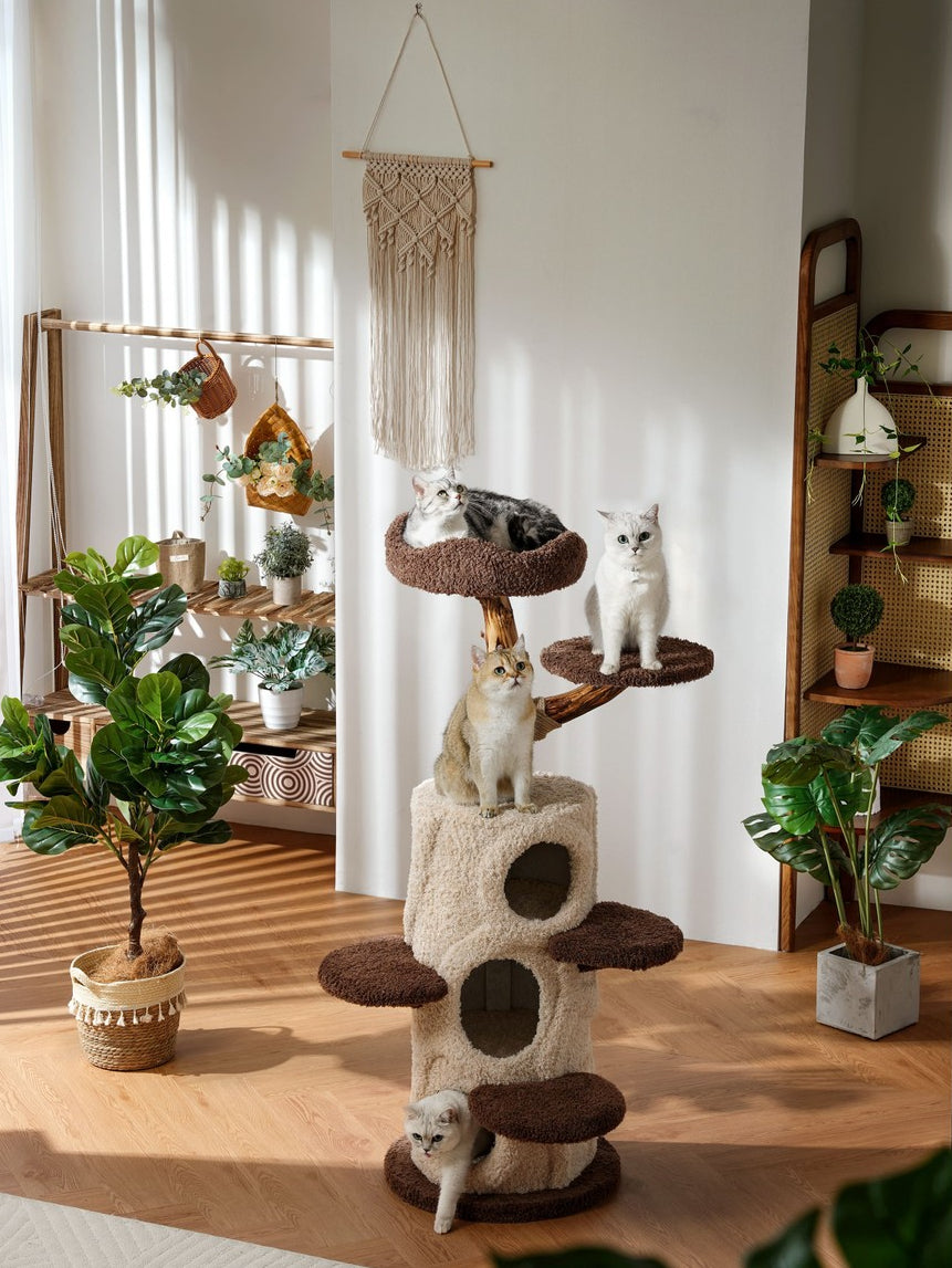 Petsbelle Cat Tree House Solid Wood Sisal Scratcher Bed PS3525 Climbing Frame