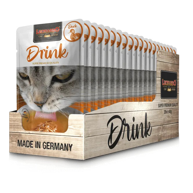 Leonardo Drink Duck 20x40g Pouch Soup for Cat Made in Germany Bewital