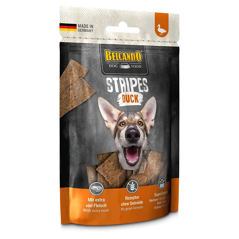 Belcando Stripes Duck 8 x 70g Dog Snack Treat Made in Germany Air-Dried