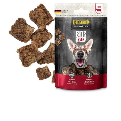 Belcando Dog Snacks Bits 90g and Stripes 70g Made in Germany Air-dried Treats