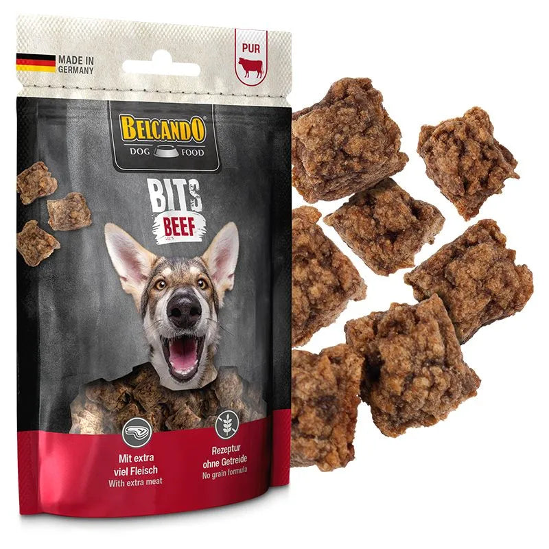 Belcando Dog Snacks Bits 90g and Stripes 70g Made in Germany Air-dried Treats