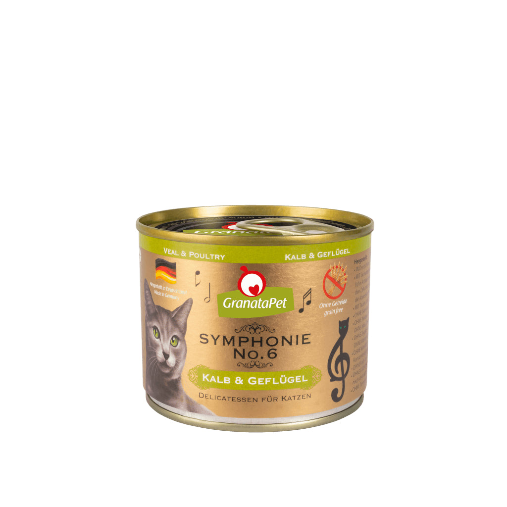GranataPet Symphonie No. 6 veal & poultry 6 x 200g Wet Food for Cat Made in Germany Bundle 1200g