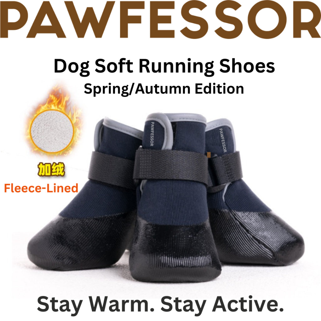 PAWFESSOR Spring/Autumn Fleece-Lined Dog Walking Running Shoes Boots Waterproof City Outdoor