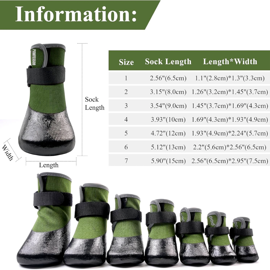 PAWFESSOR Dog Walking Shoes Boots  Waterproof Pet Socks Running Outdoor Shoe