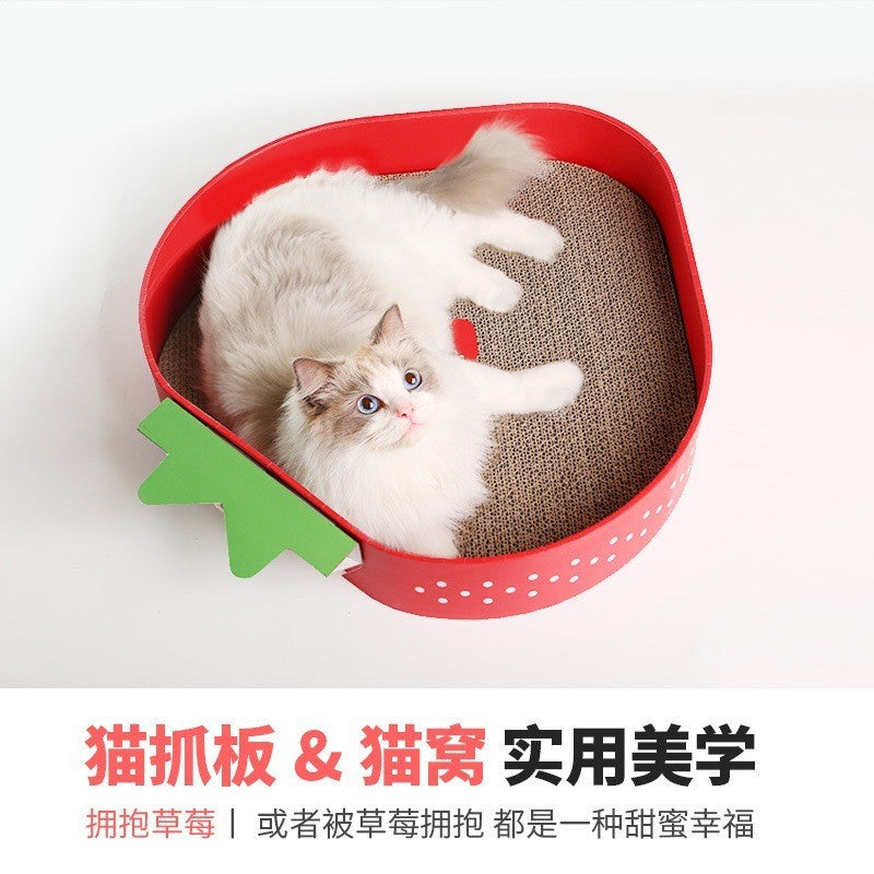 AiNo Strawberry Cat Scratcher Large Scratch Board Toy for Cat Pet