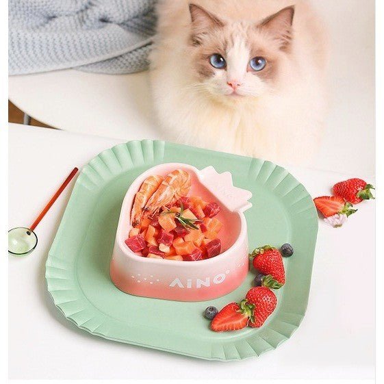 AiNo Strawberry Ceramic Cat Feeding Bowl Dog Pet Eating Tray Feeder