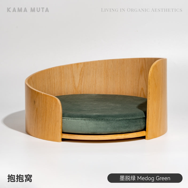 KAMA MUTA Pet Hugging Wooden Base Cuddle Cat Bed