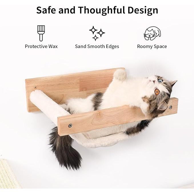 Fukumaru Cat Hammock Wall Mounted Kitty Beds Perches Wooden Cat Wall Furniture