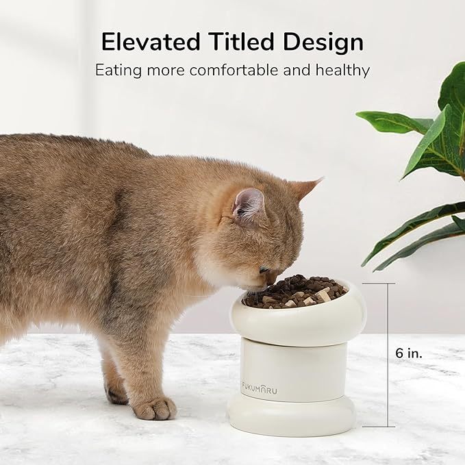 Fukumaru Elevated Cat Bowls Combined Three Bowl Set Ceramic Feeder Dog Pet Water Feed Set