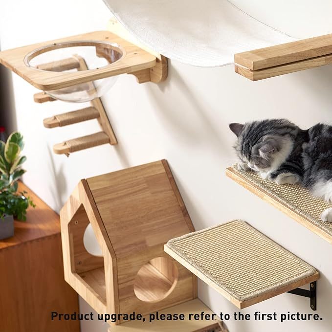 FUKUMARU Cat Bed Wall Mounted Wooden Furniture House Perch Cat Tree Birch Plywood Condo