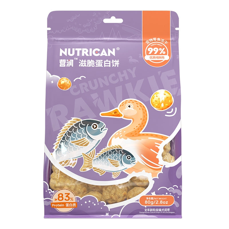 Nutrican Enrun Freeze-Dried Snack  Crunchy Rawkie 80g Cat Dog Treats 99% Meat Training Food