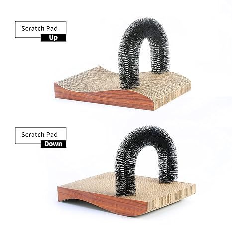 Fukumaru Cat Self Groomer Arch Scratcher with Scratching Pad Massager Toy Brush Pet Bed