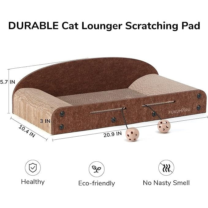 FUKUMARU 21 Inch Cat Scratcher Cardboard Cat Lounger Durable Bed Pet Sofa with Toys