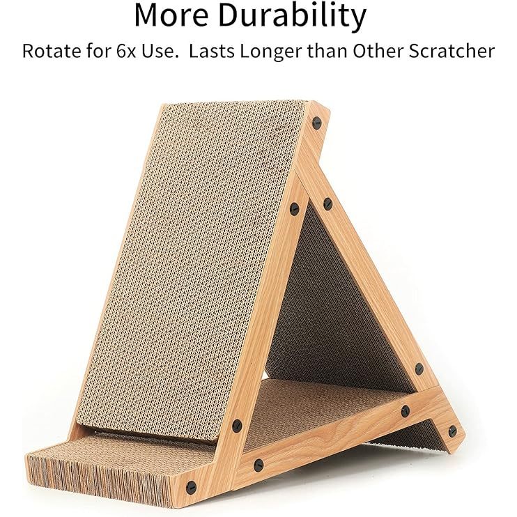 Fukumaru 3 Sided Vertical Cat Scratcher Cardboard Scratching Post Triangle Tunnel Pet Toy