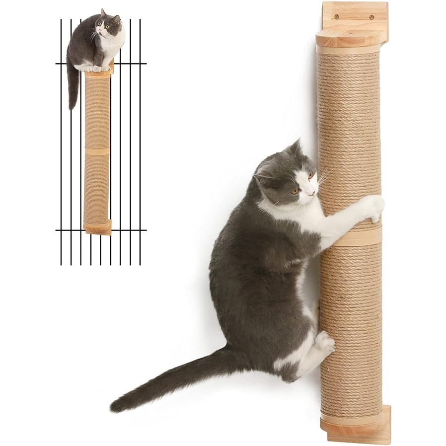 Fukumaru Cat Scratching Post Wall Furniture Solid Wood Wall Mounted Cat Scratcher Columns