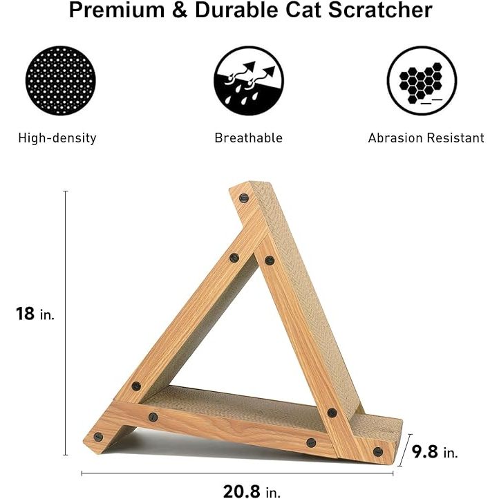 Fukumaru 3 Sided Vertical Cat Scratcher Cardboard Scratching Post Triangle Tunnel Pet Toy