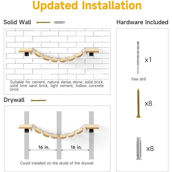 Fukumaru Cat Bridge Wall Mounted Shlef Climbing Step DIY Cat highway Ladder