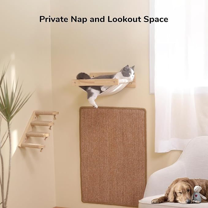 Fukumaru Cat Hammock Wall Mounted Kitty Beds Perches Wooden Cat Wall Furniture