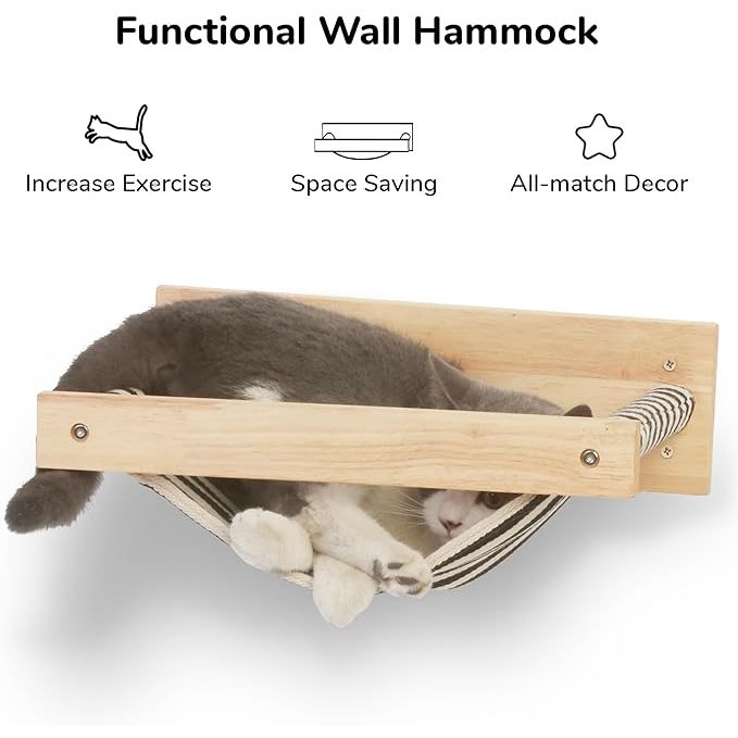 Fukumaru Cat Hammock Wall Mounted Kitty Beds Perches Wooden Cat Wall Furniture