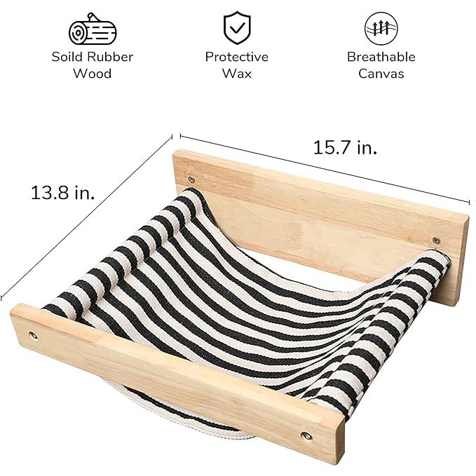 Fukumaru Cat Hammock Wall Mounted Kitty Beds Perches Wooden Cat Wall Furniture