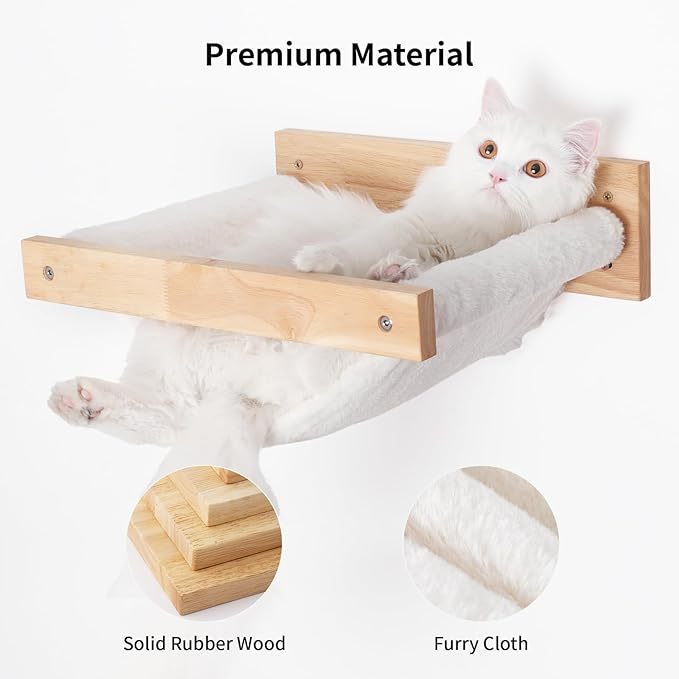 Fukumaru Cat Hammock Wall Mounted Kitty Beds Perches Wooden Cat Wall Furniture