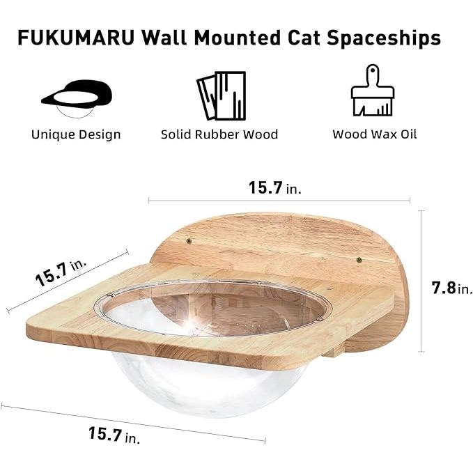 Fukumaru Cat Wall Furniture Set Transparent Capsule Shelves with 2 PCs Pedals