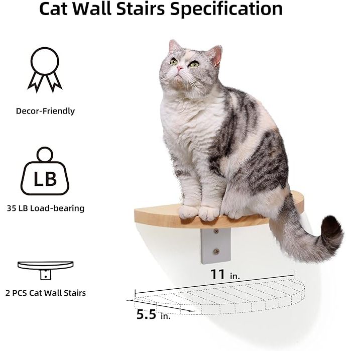 Fukumaru Cat Wall Furniture Set Transparent Capsule Shelves with 2 PCs Pedals