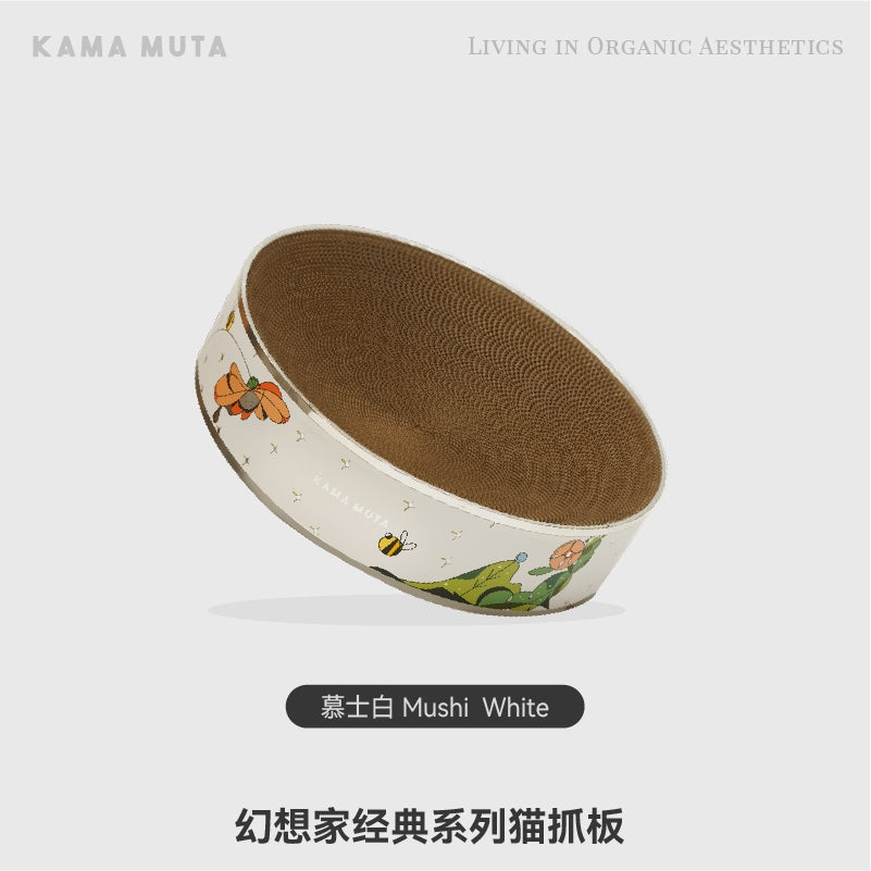 KAMA MUTA Cat Scratcher Bed Round Scratch Board Pet Bed