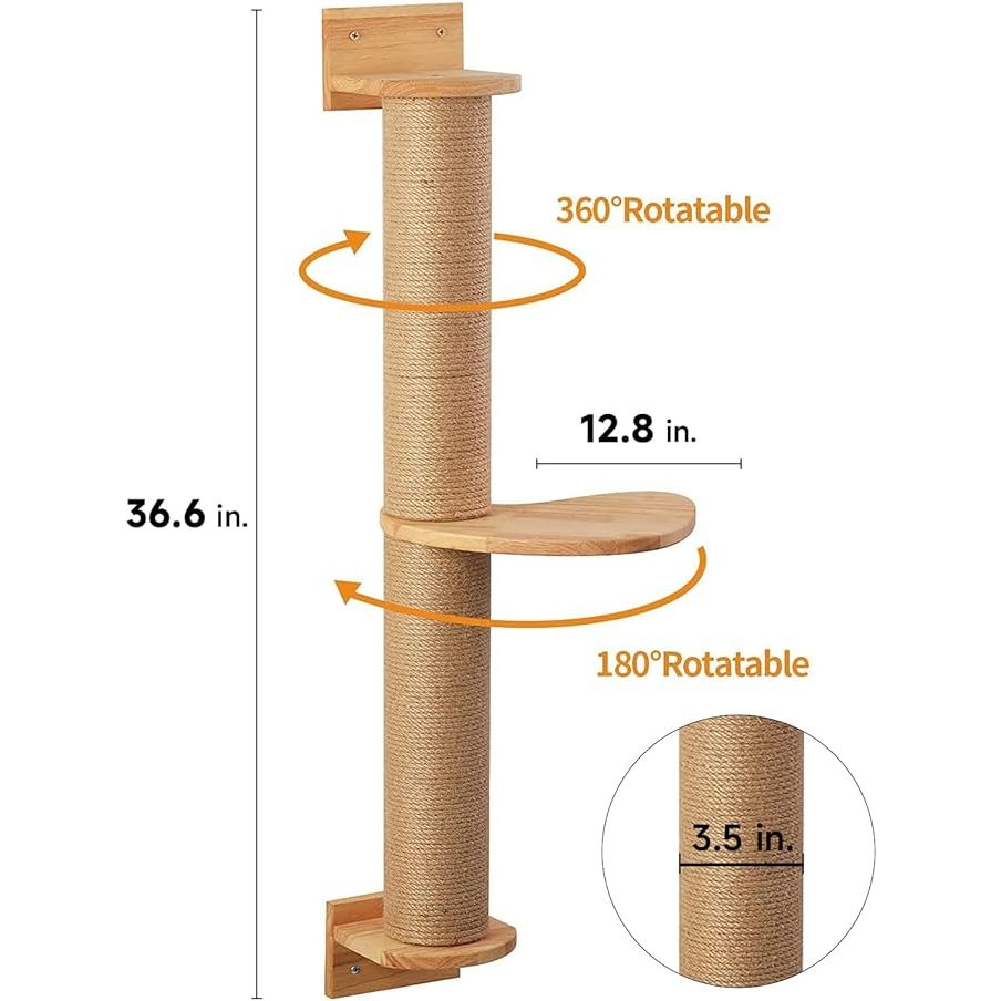 Fukumaru Cat Scratching Post Wall Furniture Solid Wood Wall Mounted Cat Scratcher Columns