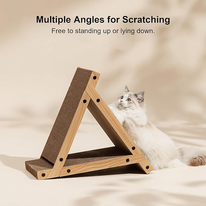 Fukumaru 3 Sided Vertical Cat Scratcher Cardboard Scratching Post Triangle Tunnel Pet Toy