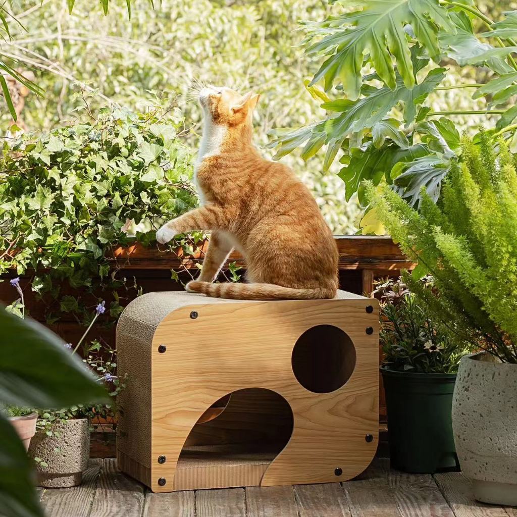 Fukumaru Tree Hollow Cat Scratching Bed Large Upright Durable Cat Scratcher with Corrugated Paper