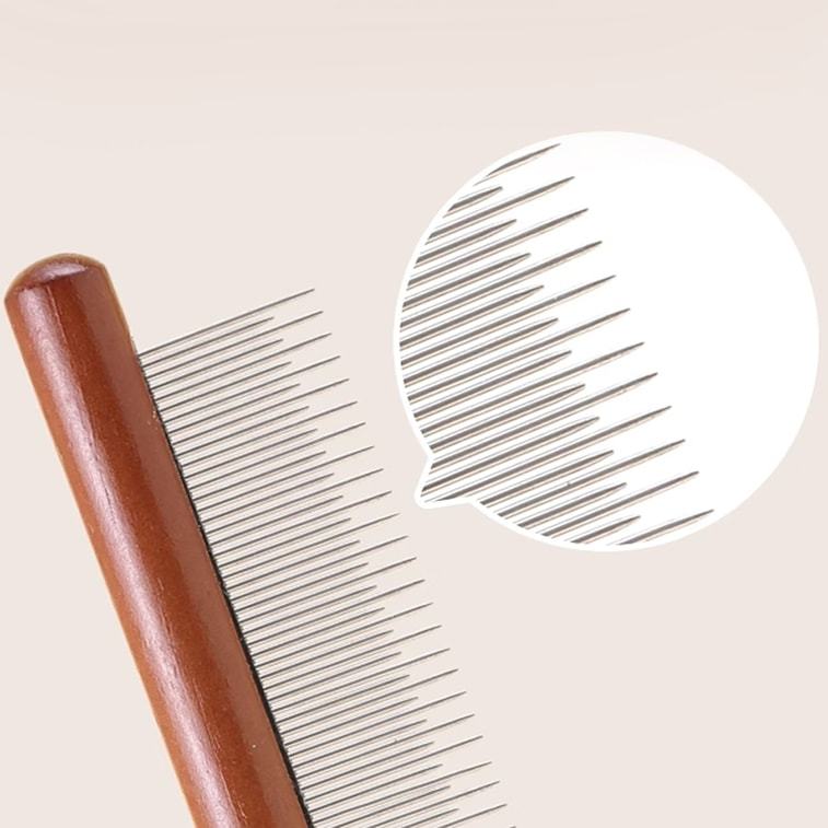 Fukumaru Cat Comb for Long-Haired Cats Fine Tooth Pin Comb for Tangling and Shedding Pet Comb with High and Low Teeth