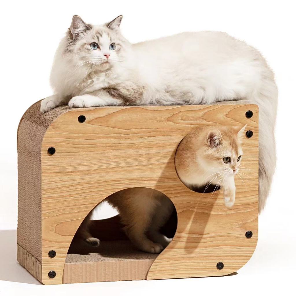 Fukumaru Tree Hollow Cat Scratching Bed Large Upright Durable Cat Scratcher with Corrugated Paper