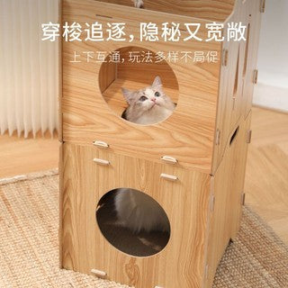 Fukumaru Stacked Castle-Style Vertical Cat Scratching Post