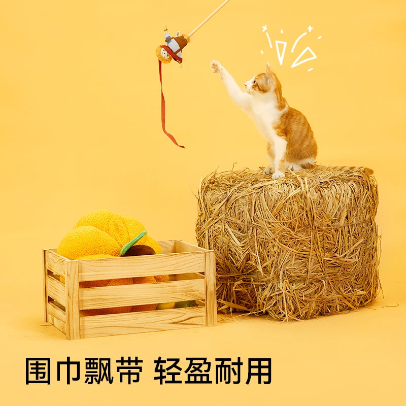 Fukumaru Autumn Harvest Series Cat Teaser Wand Happy Farm Life for Kittens