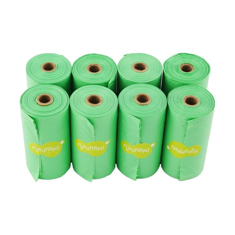 Fukumaru Pet Waste Bags - Biodegradable Dog Poop Bags with Mint Scent, 8 Rolls,15 Bags per Roll