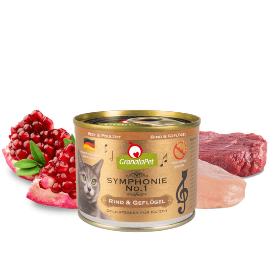 GranataPet Symphonie No. 1 beef & poultry 6 x 200g Wet Food Completely Feed for Cat Made in Germany