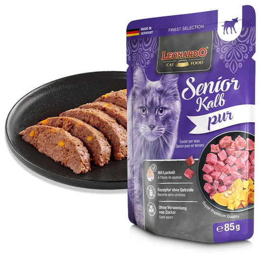 Leonardo Finest Selection Senior Pouches 85g Wet Food Completely Feed for Cat Made in Germany